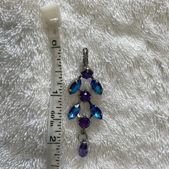 MARIANA, Made in Israel, Chandelier earrings, Navy Genuine Swarovski Crystal - Picture 3 of 5